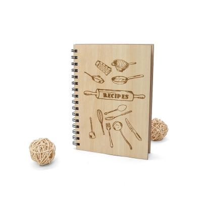 China Gift Notebook Laser Cut Wooden Hardcover Cooking RECIPE for sale