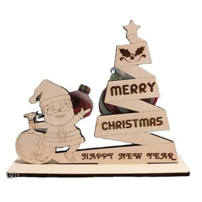 China Christmas Home Decorations Festival Decoration Wooden Three-Dimensional Christmas Tree Hollowed Out Table Top Christmas Tree Decorations for sale