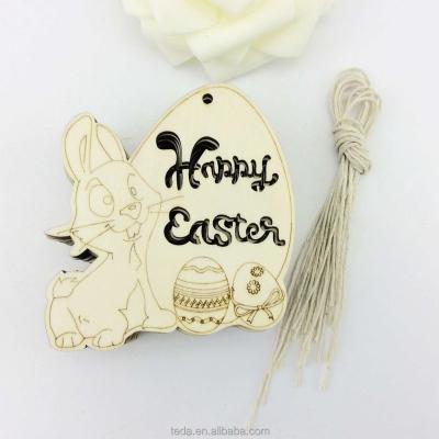 China Happy Europe Easter Laser Engraving Wooden Plywood Home Decor Ornaments for sale