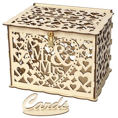 China American National Standard Wedding/Birthday So On Wedding New DIY Wooden Money Box Gift Voucher Box With Lock for sale