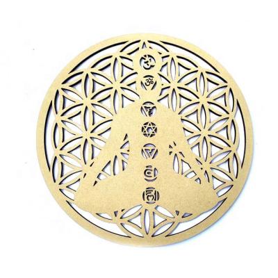 China Europe Wood Laser Cut MDF Laser Etching Metatron with Shri Yantra and Flower of Life Geometry of Shri Yantra Design Spiritual Religious for sale