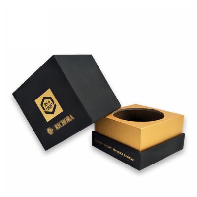 China Recyclable Hot Sale Luxury Eco-friendly Recycled kraft Custom Black Round Jar set Paper Gift Candle Packaging Box for sale