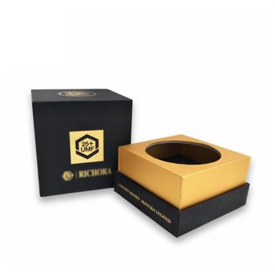 China Recyclable High Quality Fashion Hot Foil Stamping Aromatherapy Candle Cardboard Paper Box Perfume Hardcover Gift Black Packaging Box for sale