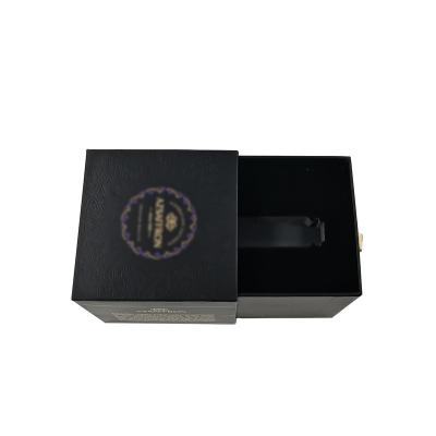 China Recycled Materials Luxury Rigid Paper Sliding Drawer Gift Box With Ribbon Handles Perfume Packaging Black Clothes Boxes for sale