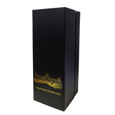 China Recycled Materials Factory Direct Supply Customized Paper Cardboard Gift Bottle Magnetic Closure Champagne Packaging Wine Box for sale