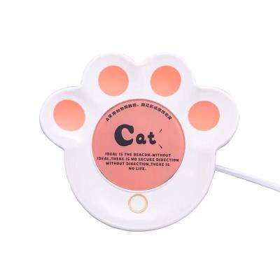 China Portale UNIGO dropshipping Lovely Cat Paw Style Electric Mug Warmer with Quick Heating and Night Light Function Coffee Mug Heaters for sale