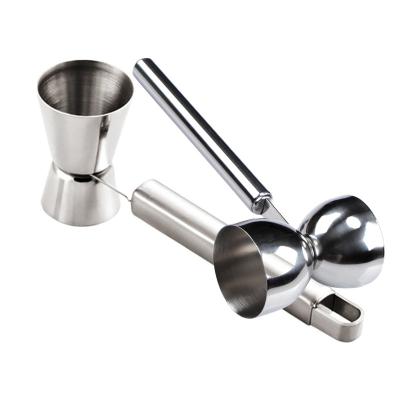 China Viable Wholesale Professional Stainless Steel Bar Tools Accessories Bartender Measuring Cup Cocktail Double Jigger With Handle for sale