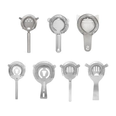 China Sustainable Custom Luxury Professional Bar Tools Stainless Steel Ice Filter Bartender Metal Accessories Cocktail Strainer for sale