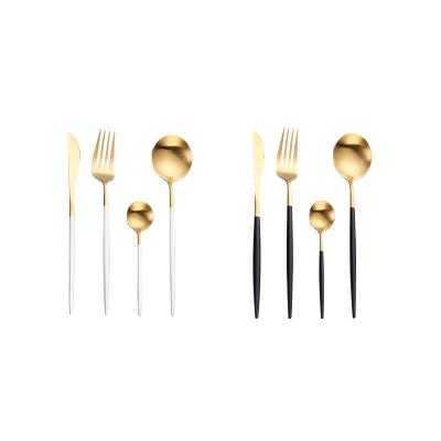 China Royal Design Viable Luxury Custom Flatware Knife Fork Spoon Gift Set Hotel Restaurant Gold Stainless Steel Cutlery Set for sale