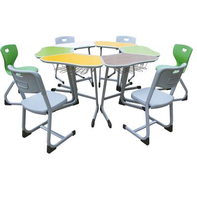 China School Sets Cheap Fixed Simple School And Kindergarten Furniture Desk With Chair Student Wooden Table With Plastic Edge And PP Chair for sale