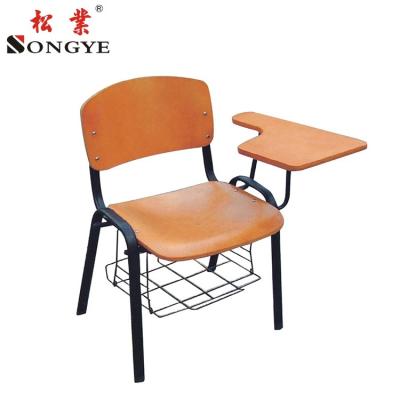 China Modern Comfortable Plastic Student School Chairs With Writing Tablet Arm for sale