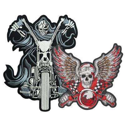 China Large Size Embroidered Sewing Applique Viable Vampire and Biker Custom Tattoo Horror Bat 3D Design Iron-on Patch for Jacket for sale