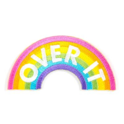 China high quality rainbow embroidered 3D patch designer patches famous brands customized embroidered patches for clothes for sale