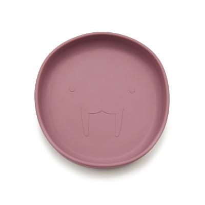 China BPA Free Wholesale Baby Feeding Round Shaped Dish With Suction Silicone Dish for sale