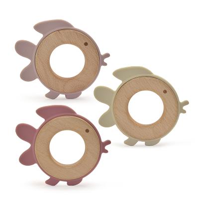 China LFGB New Arrival Fun Silicone Toys Non-Toxic Wooden Molar Baby Silicone Molar Teether Toys for sale