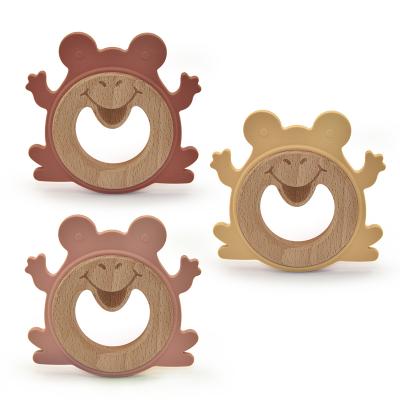 China New Arrival EN71 Non-Toxic Baby Molar Toys Wooden Silicone Molar Teether Toys for sale