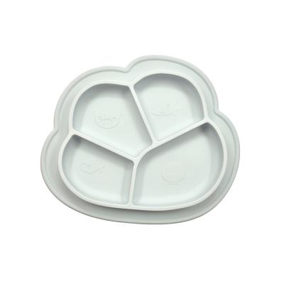 China Wholesale Non-Toxic 100% Food Grade Silicone Baby Feeding Cloud Shaped Dinner Dish With Suction Cup for sale