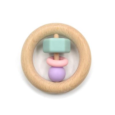 China 100% Non-Toxic Food Grade Silicone Little Wood Baby Ring Custom Food Grade Silicone Rawr Natural Beach Teething Toys for sale