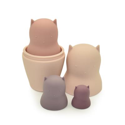 China Low MOQ Eco-friendly Material Baby Learning Products Toys Best Selling Silicone Toy Custom Nesting Doll for sale