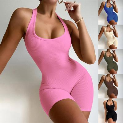 China Breathable Sleeveless Fashion Style - High Back Amazon Solid Color High - Tight Waist Sports Yoga Overalls for sale