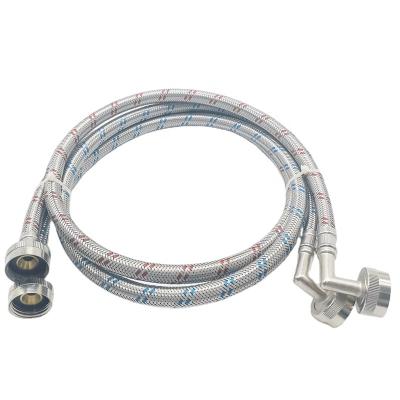 China Soft And Flexible Premium Hose 2Pack Stainless Steel Washing Machine Hose With 5 Ft Lead Free Burst Proof Red And Blue Striped Supply Inlet Water Lines for sale