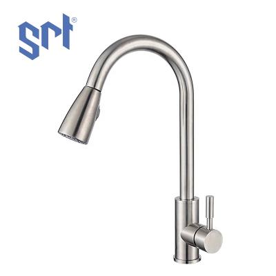 China Commercial Solid Brass Single Lever Thermostatic Kitchen Faucets Single Handle Pull Down Sprayer Spring Kitchen Sink Faucet for sale