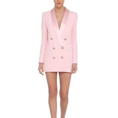 China Latest Anti-Wrinkle Office Wear Design Women Blazer Women Pink Blazer Double Breasted Elegant Blazer Femme for sale