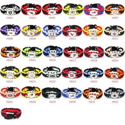 China Custom Casual/Sporting Football Team Logo Dish Paracord Bracelets 32 NFL Team Logo Survival Paracord Bracelets Soccer Fan Supers Bowl Gifts for sale