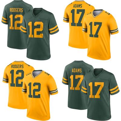 China Wholesale Bay City Green QUICK DRY Stitched Packer S Team Uniform #12 Aaron Rodgers #17 Davante Adams American Football Jersey Men for sale