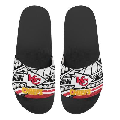 China New Design PU NFL Football Slippers Fashionable Unisex Upper Women Team Logo Print Slippers For Men Outdoor Casual Non-slip Sandals for sale