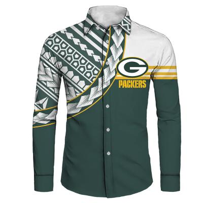 China Anti-pilling Polynesian Traditional Tribe HD Printing American Football Team Logo Wholesale NFL Shirt Autumn Plus Size Men Long Sleeve Shirt for sale