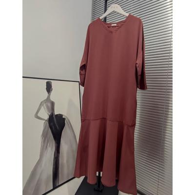 China Washable Short Sleeve Around Neck 100% Cotton Trendy Custom Fashion Long Dresses for sale