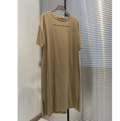 China Breathable Soft Touch Polyester Cotton Round Neck Loungewear Dress for sale