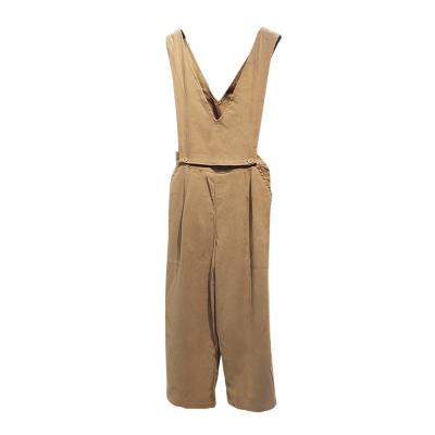 China Popular Ladies Wear Long Pants Fashion Suede Anti-pilling Suspender Two Pants Overalls To Tie Detachable for sale