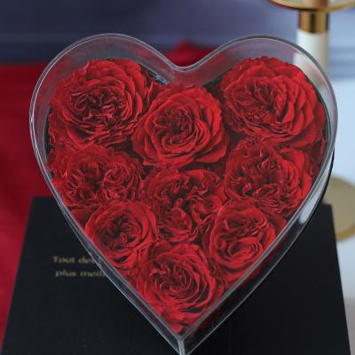 China High-grade Flower Box Stabilized Forever Flower Box Heart Roses 24k Rose Heart Valentine Rose Flower Luxury Shape Preserved Gifts Box For Girlfriend for sale