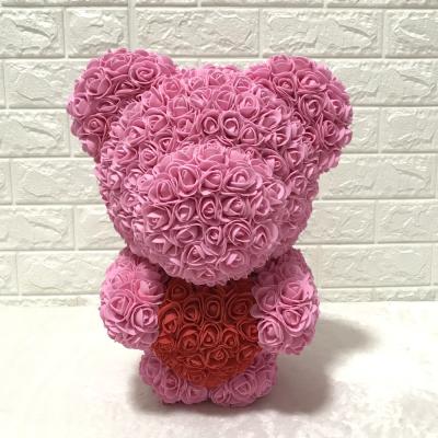 China Durable 40cm PE Teddy Rose Bear Flowers For Girlfriend 100% Hand Made for sale