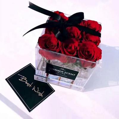 China Natural Touch Innovative Birthday Gifts Preserved Roses In Acrylic Box for sale