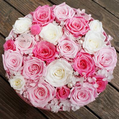 China Strict Wholesale Natural Touch Valentines Day Gifts Round Flowerbox For Preserved Roses for sale