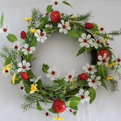 China 2018 Durable Artificial White Flowers Wreath Easter Decoration Foam Spring Red Strawberry Garland for sale