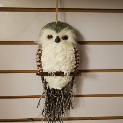 China Eco-friendly Handmade Natural Materials Sisal Christmas Decoration Supplies White Feather Owl for sale