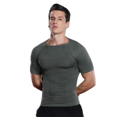 China Anti-wrinkle Summer New Arrival Men's Seamless Tight Breathable Honeycomb Sports Short Sleeve Sports T-shirts for sale