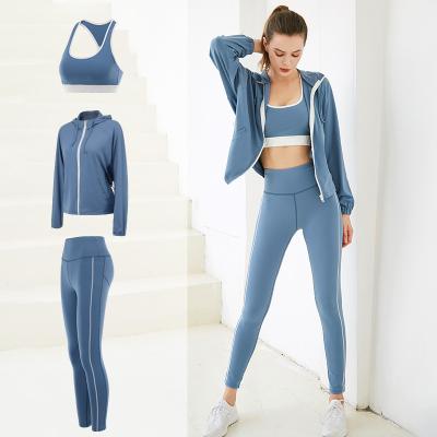 China High Waist Fitness Leggings Summer Yoga Set Breathable Gym Clothing Yoga Lace Up 3 Piece Sports Sets for sale