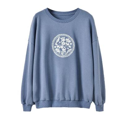 China Wholesale New Style Chinese Style Round Embroidery Sweater 2021women's Retro Anti-wrinkle Pullover Neck Hoodie for sale