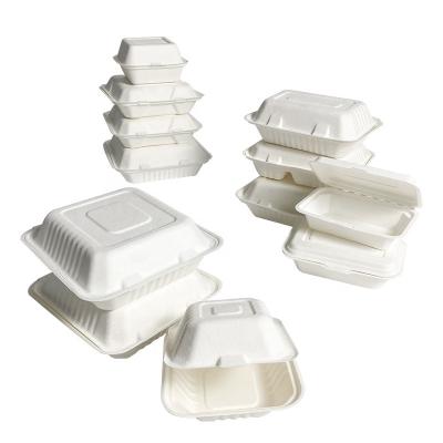 China Eco Friendly Disposable Biodegradable Compostable Food Container Sugar Cane Bagasse Food Box for sale