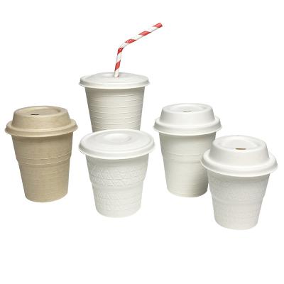 China Fiber Cup Lids Biodegradable Eco-Friendly Disposable Sugarcane Bagasse Coffee Cup Lid for sale