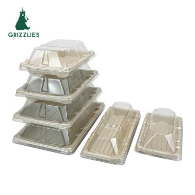 China Disposable Factory Direct Eco-Friendly Biodegradable Meat Tray Fruit Sushi Tray Bagasse Sugarcane Molded Fiber for sale