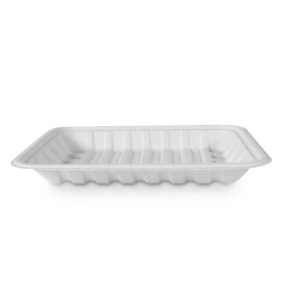 China Customizable Disposable Biodegradable Tray Sugarcane Bagasse Meat Fruit Packaging Trays for sale