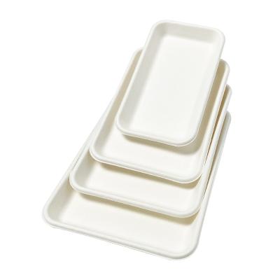 China Restaurant Biodegradable Disposable Compostable Biodegradable Kitchen Serving Tray Compostable Meat Sugarcane Bagasse Frozen Food Tray for sale