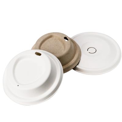 China Disposable Biodegradable Coffee Bagasse Cup Lid Environmental Biodegradable Biodegradable Lids for sale