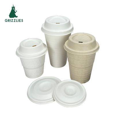 China 100% Biodegradable Eco Friendly Biodegradable Bagasse Compostable Coffee Mug with Lid Sugar Cane Bagasse Lid for sale